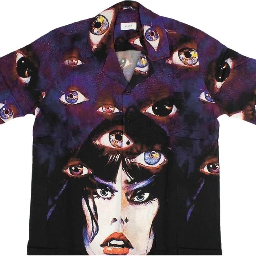 Rhude SS Hawaiian eyes printed shirt